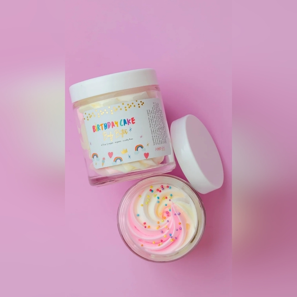 NEW 8oz AMNH Aminnah Birthday Cake Whipped Body Butter Sprinkles Pink White Bath